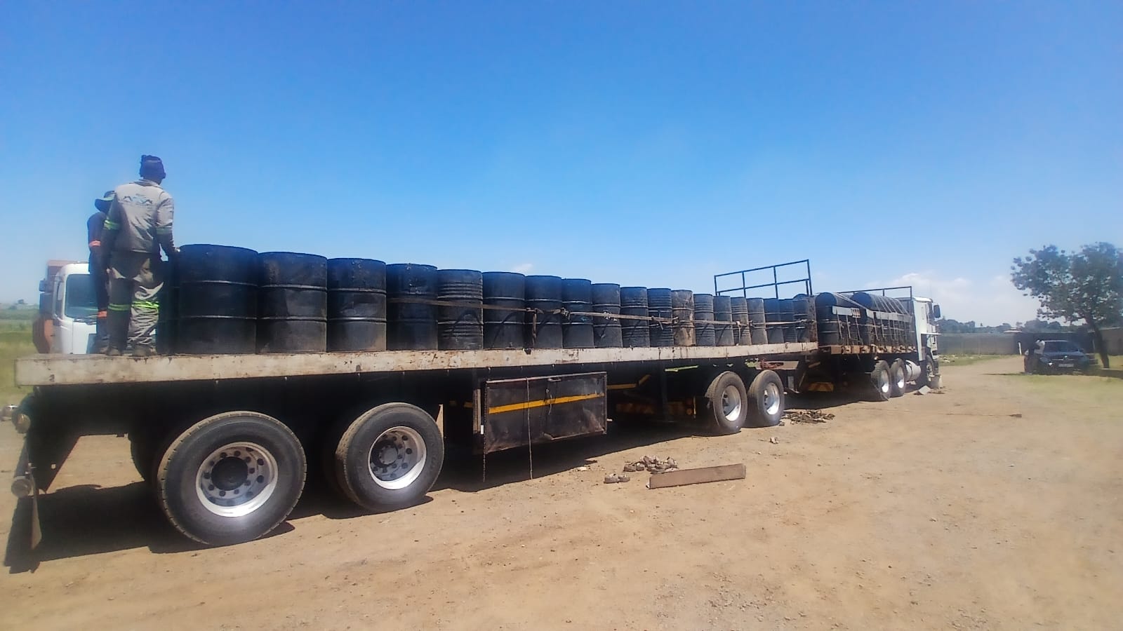 Road surfacing materials at a construction site