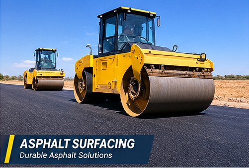 Fresh asphalt surfacing on a road